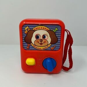 Shelcore Musical Radio Vintage 1990 Brahms Lullaby Puppy Dog Moving Eyes Wind-Up